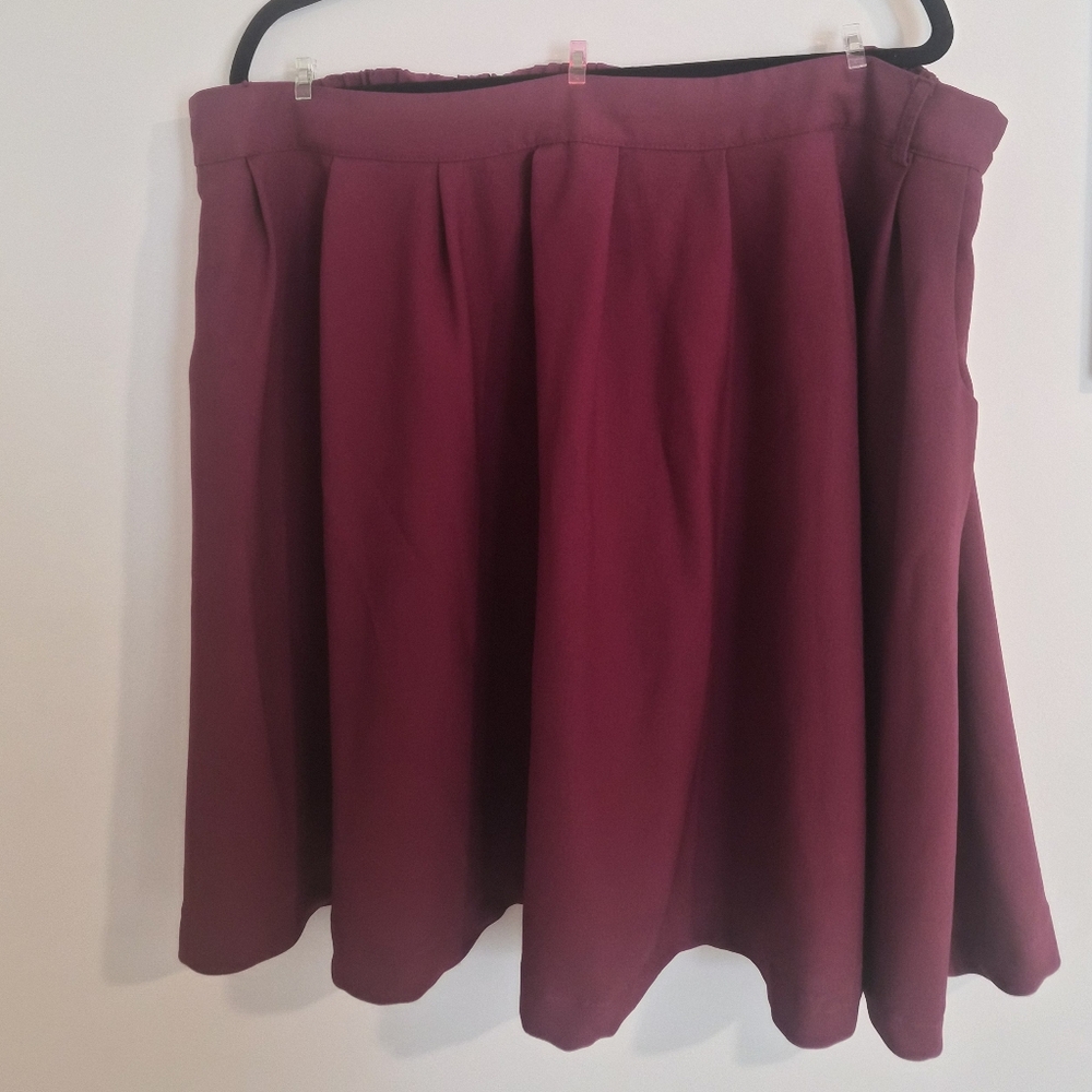 Modcloth Wine Red Pleated A-Line Skirt